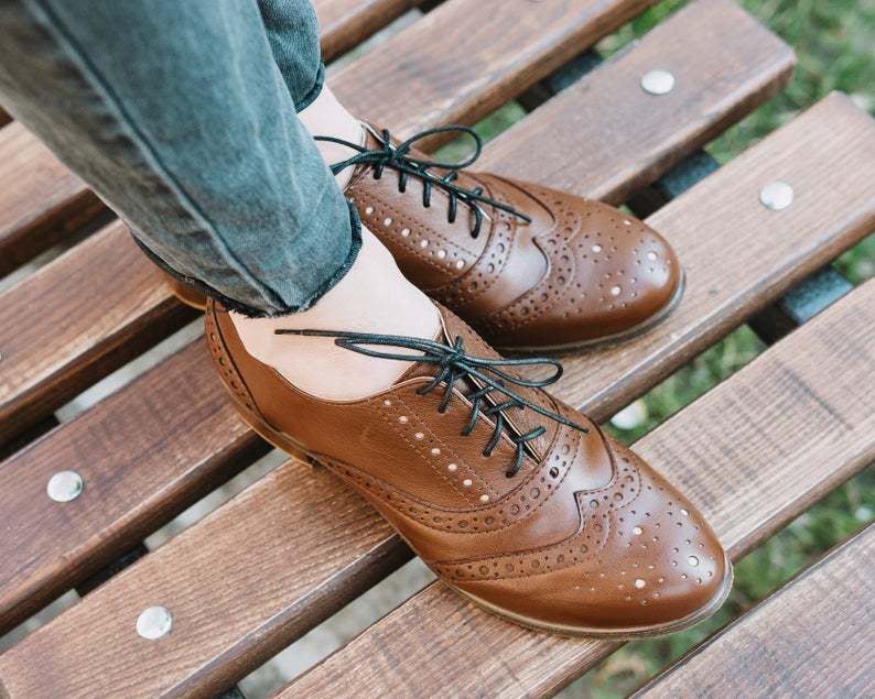Stringalong Baker's Chocolate Brown Full Brogue Wingtip Women Leather Shoes