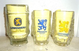 3 Lowenbrau Munich Vtg. German Beer Glasses Seidel - £10.35 GBP
