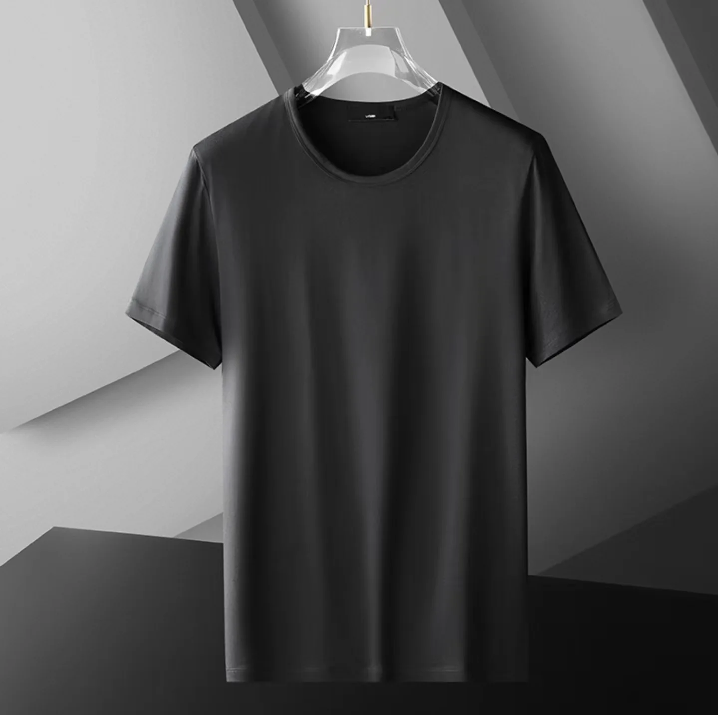 Ice Silk T-shirt Men&#39;s Short Sleeve Solid Summer Thin Quick Drying  Modal Cotton - £84.54 GBP