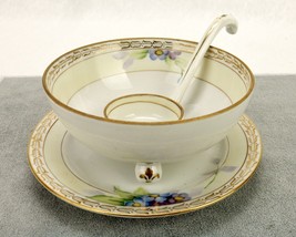 3-Toed Mayo Bowl w/Ladle &amp; Underplate, Hand Painted Nippon Porcelain, MY... - £22.94 GBP