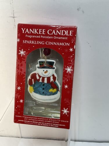 Yankee Candle Snowman Sparkling Cinnamon Fragranced Porcelain Ornament Christmas - $10.95