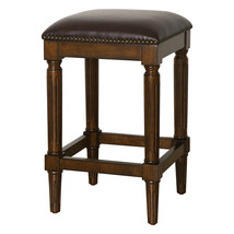 27&quot; Brown And Dark Brown Solid Wood Backless Counter Height Bar Chair - $262.20 CAD