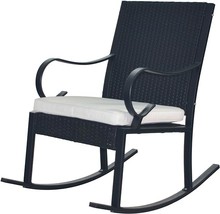 Christopher Knight Home Muriel Outdoor Wicker Rocking Chair, Black/White... - £206.56 GBP