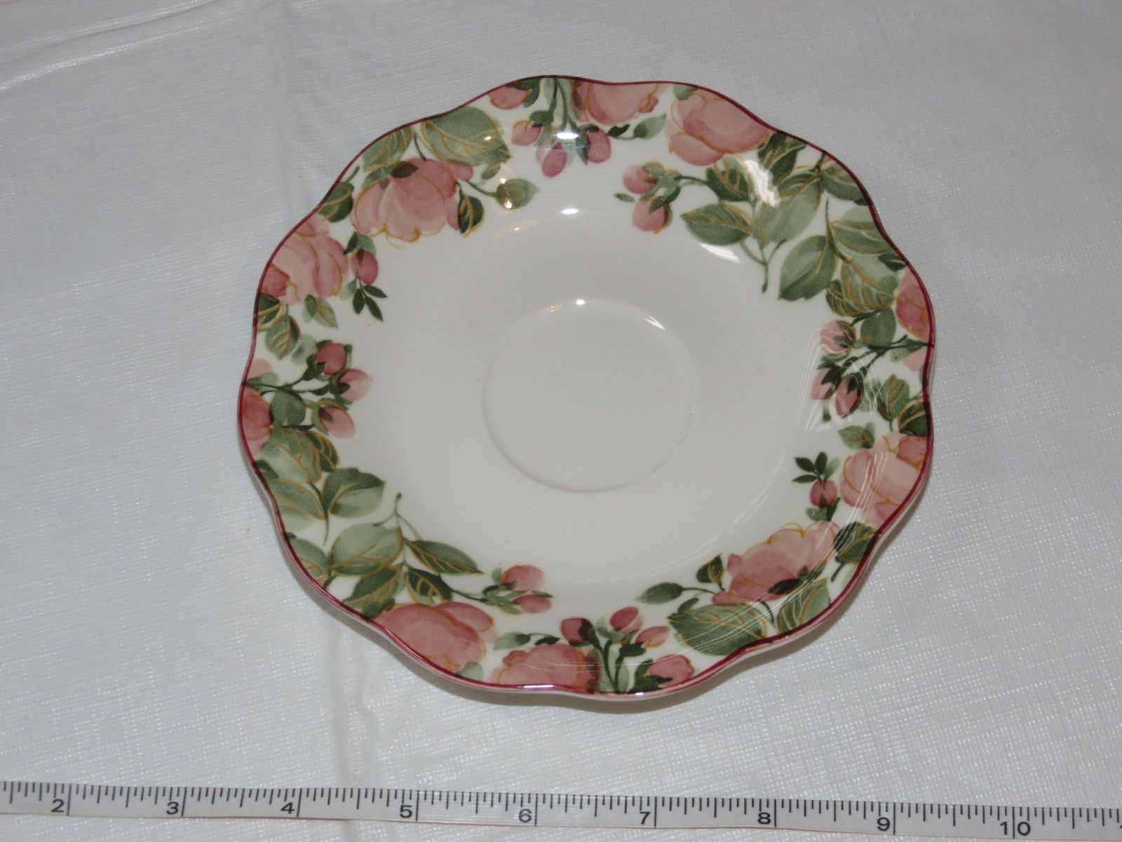 Nikko Tableware Scalloped Edges Saucer 1 Saucer only Off White Pink Flowers! - $15.73
