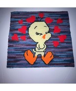 Vintage TWEETY BIRD &amp; Hearts Needlepoint Completed Super Cute Needs Fram... - £20.59 GBP
