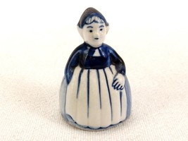 Delfts Blue Dutch Woman Miniature Porcelain Bell, Hand Painted, Made in Holland - £11.66 GBP