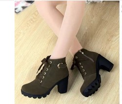 Autumn Winter Woman Boots Women Shoes Ladies Thick Ankle Boots Women High Heel P - £27.84 GBP