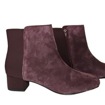 Clarks Ankle Zip Bootie Chartli Womens 8.5 Purple Suede Leather Block Heeled - £23.08 GBP