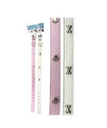 Set of 2 Embellished Faux Leather Dog Collars Pink &amp; White Small &amp; Mediu... - £6.20 GBP