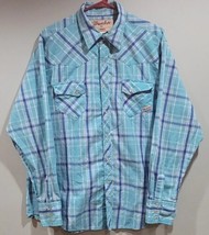 Wrangler Wrancher Mens Pearl Snap Western Shirt Sz XL Long Sleeve Blue P... - £21.66 GBP