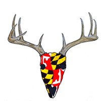 Maryland Flag Deer Skull Vinyl Decal Sticker Car Cooler Tumbler Laptop Tablet - $6.95+