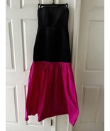 Zara Long Contrast Strapless Black Fuchsia Rhinestone Flare Hem Maxi Dre... - $73.26