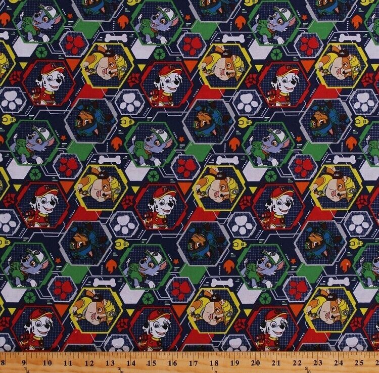 Primary image for Cotton Paw Patrol Rescue Dogs Mission Pawsible Fabric Print by the Yard D361.15