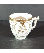 DEMITASSE CUP Teacup Whtie Gold Floral With Handle Hand Painted Signed - €3,66 EUR