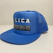 Vtg LICA Construction Corporation Trucker Hat Mesh Cap Light Blue Speedway - £9.66 GBP