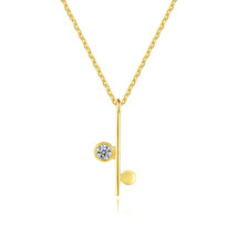 Gold Plated S925 Silver Necklace with Key Pendant Moissanite Inlaid - £9.78 GBP