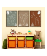 Safari Animal Wall Art Set Lion Elephant Giraffe 15&quot;x10&quot; Framed Nursery ... - $549.22 MXN