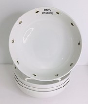 Salad/Cereal Bowls Harvest Green Studio Honey Bee&#39;s 7&quot; Porcelain Set 4 - £29.86 GBP