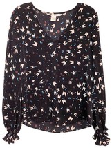 Diane Von Furstenberg Silk Black Abstract Print Long Sleeve Top DVF Tunic - $38.50