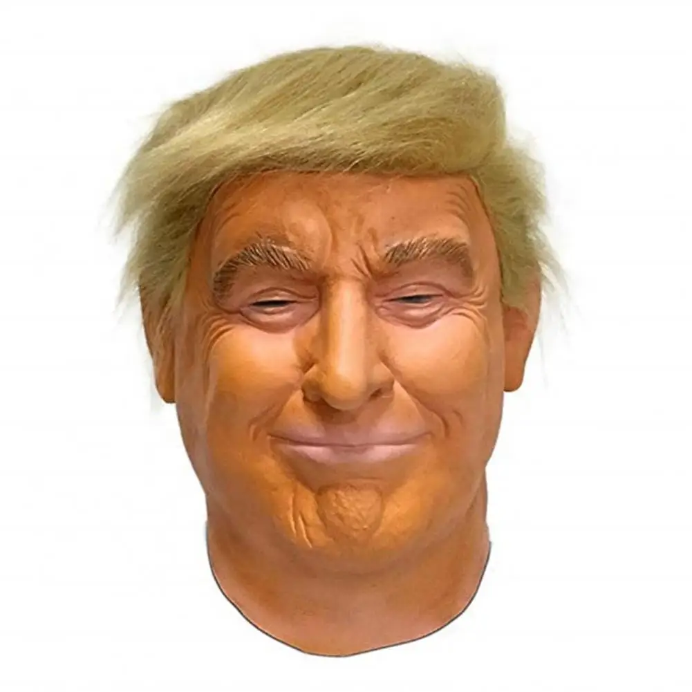 Trump Latex Full Head Face American Former President Headgear Halloween Cosplay - £21.49 GBP