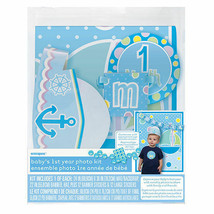 Baby&#39;s 1st Year Photo Props Kit Gift Personalize Age Sticker Boy Blue - £4.61 GBP