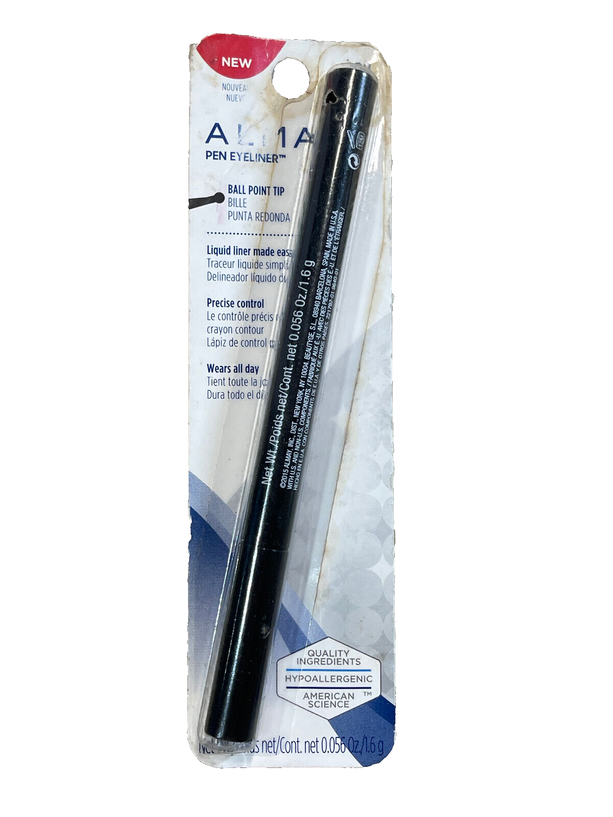 Almay 208 BLACK On The Ball Pen Eyeliner Precise Control Ball Point Tip - $11.77