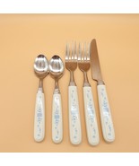 Vintage Utensils Set of 5 Blue Flower 2 Forks 2 Spoons 1 Knife - $15.95