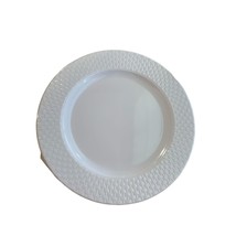 Melamine Dinner Plate White Basket Weave Rim 10.5 in Diam New Lot of 2 - £7.08 GBP