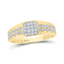 10kt Yellow Gold Mens Round Diamond Square Ring 1/3 Cttw - £552.92 GBP