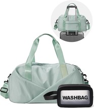Green 30L Gym Duffel Workout Bag with Trolley Wet Pocket Shoes Toiletry Bag Over - £26.73 GBP