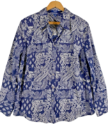 Chaps Ralph Lauren Shirt 1X Blue &amp; White Paisley Bandana Print Button Up... - €68,90 EUR