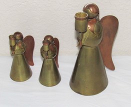 Brass Copper Angel Candlesticks Holders Christmas Decorations - $33.99