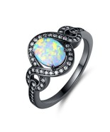 Peermont Womens Size 5 Black Rhodium Plated Fire Opal Oval Statement Ring - $34.95 CAD
