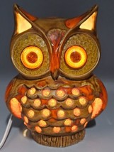 Vintage Mcm Ceramic Owl Lamp Brown/Orange/Tan - Signed - £48.55 GBP