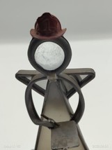 Fireman Red Hat Angel White Stained Glass Metal Figurine Christmas  - £7.11 GBP