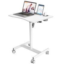 Joy Seeker Mobile Standing Desk, 28 Inch Pneumatic Sit Stand Desk Riser Height A - £201.96 GBP