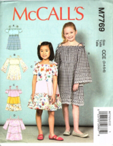 McCalls M7769 Girls 3 to 6 Off the Shoulder Dress Uncut Sewing Pattern - £10.43 GBP