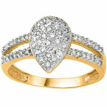 Lovely 1/3 CTW Genuine Simulated Diamond 18K Yellow Gold Plated 925 Ring - £45.12 GBP