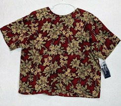 Maggie Mcnaughton Womens Shirt Floral Short Sleeve Shoulder Pads Size 22... - $16.95