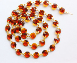 6FT Amber 14mm Octagon Bead Crystal Garland Chandelier Wedding Part Brass Bowtie - $15.44