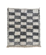 Handmade wool berber carpet - Beni Ourain moroccan rug made from wool wi... - $448.40