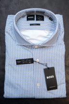 HUGO BOSS da Uomo Hank Kent Viaggio Slim Fit Performance Stretch Camicia 38 - £50.97 GBP