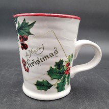 Williams Sonoma &quot;Vintage Christmas Postcard&quot; Holly Holiday White Coffee ... - £9.33 GBP
