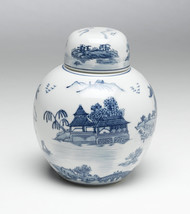 Zeckos AA Importing 59766 Blue And White Round Jar With Lid - £46.51 GBP