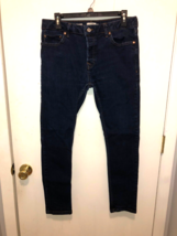 Topman Mens 32X28 Button Fly Stretch Skinny Blue Jeans EUC - $11.87