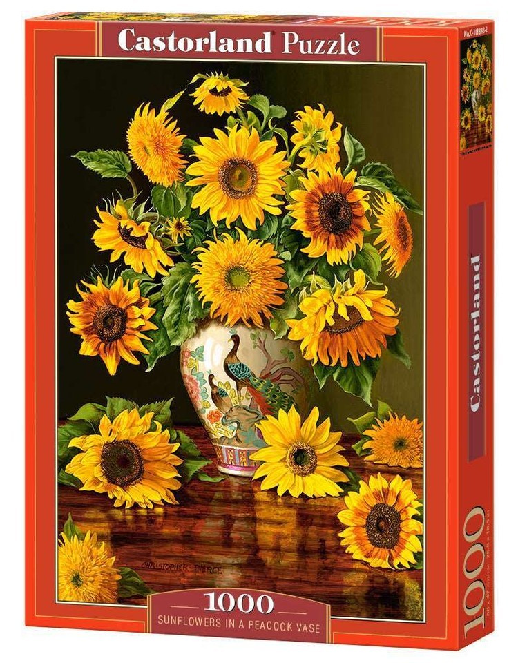 1000 Piece Jigsaw Puzzle, Sunflowers in a Peacock Vase, Christopher Pierce, - $36.55