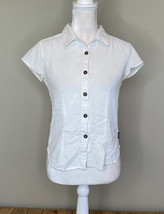 Patagonia Women’s Short Sleeve Button Up Shirt Size 6 White J6 - £11.79 GBP