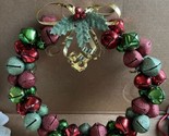 Christmas Metal Jingle Bell 13&quot; Door Wreath/Hanging Decoration Gold Meta... - $18.81