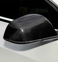 Fit 2017-2021 Tesla Model 3 Real Carbon Fiber Car Side Mirror Cover Caps... - £70.62 GBP