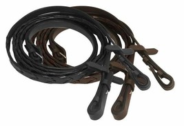 English Saddle Horse 60&quot; Extra Long Laced Black or Brown Leather Bridle Reins - £16.11 GBP